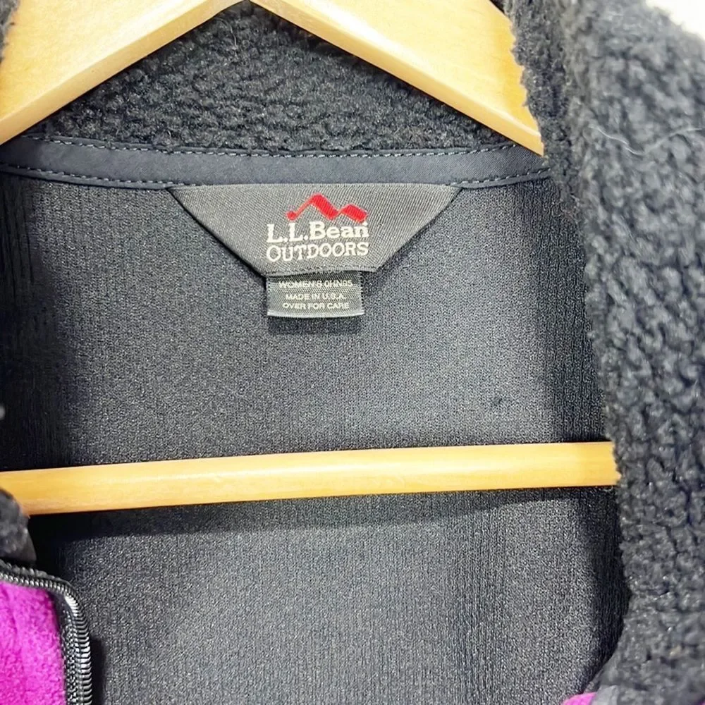 L.L. Bean Purple and Black Colorblock Fleece Vest Medium
